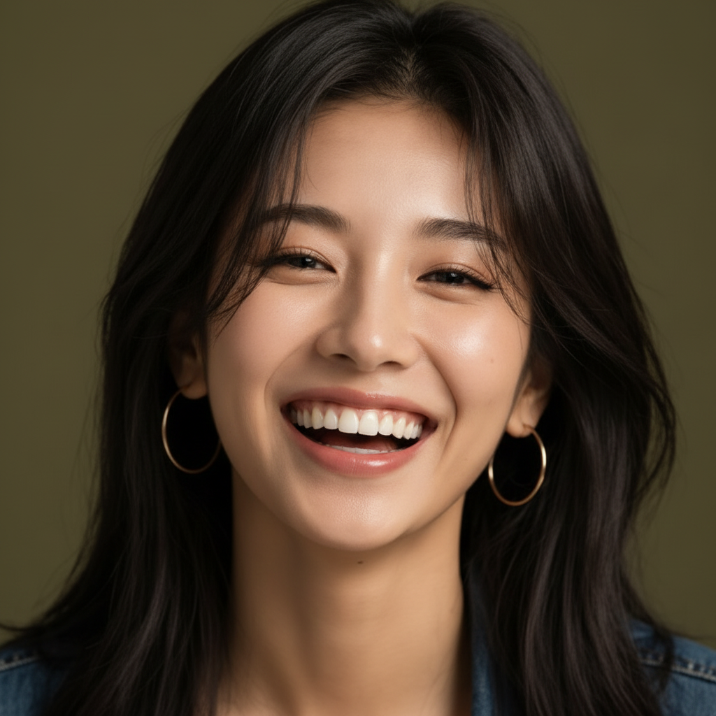 밝게 웃는 정면 스마일